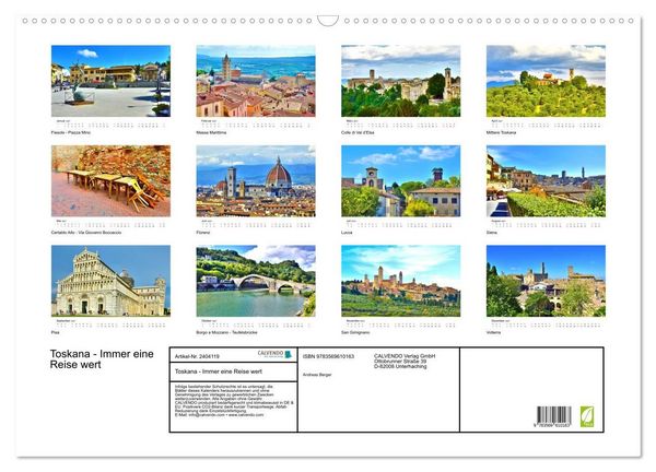 Produktbild: Toskana - Immer eine Reise wert (Wandkalender 2027 DIN A2 quer), CALVENDO Monatskalender