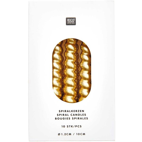 Produktbild: Spiralkerzen, Gold, 10 Stk, &Oslash; 1,2 cm x 10 cm hoch