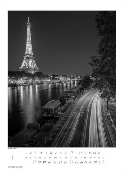 Produktbild: Paris schwarz-weiss Kalender 2027 &ndash; Wandkalender | Fotokalender Frankreich 59x42cm Grosses Format - Stilvoller Paris Schwarz-Wei&szlig; &ndash; Ideal f&uuml;r Kunst- und Reisefreunde