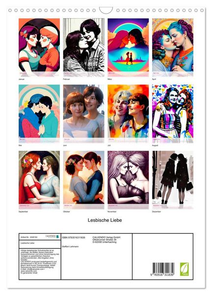 Produktbild: Lesbische Liebe (Wandkalender 2026 DIN A3 hoch), CALVENDO Monatskalender