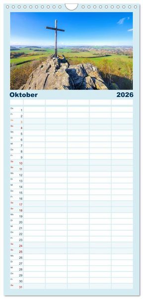 Produktbild: Familienplaner 2026 - Zittauer Gebirge - Deutschlands kleinstes Mittelgebirge mit 5 Spalten (Wandkalender, 21 x 45 cm) CALVENDO