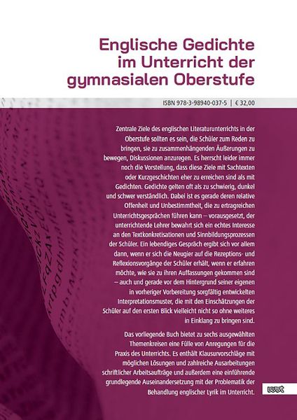 Produktbild: Englische Gedichte im Unterricht der gymnasialen Oberstufe