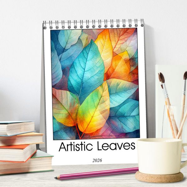 Produktbild: Artistic Leaves (Desk Calendar 2026 DIN A5 portrait), CALVENDO 12 Month DeskCalendar