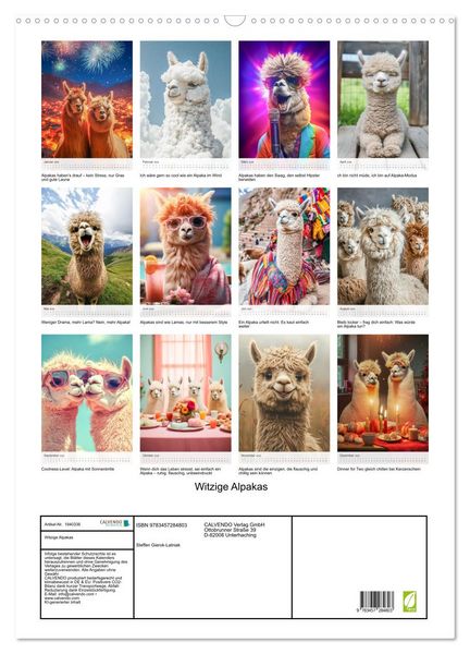 Produktbild: Witzige Alpakas (Wandkalender 2026 DIN A2 hoch), CALVENDO Monatskalender