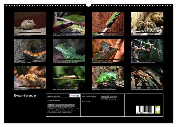 Produktbild: Exoten-Kalender (hochwertiger Premium Wandkalender 2026 DIN A2 quer), Kunstdruck in Hochglanz