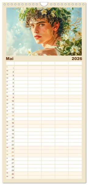 Produktbild: Familienplaner 2026 - G&ouml;tter in Menschengestalt mit 5 Spalten (Wandkalender, 21 x 45 cm) CALVENDO