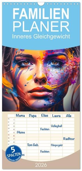 Produktbild: Familienplaner 2026 - Inneres Gleichgewicht mit 5 Spalten (Wandkalender, 21 x 45 cm) CALVENDO