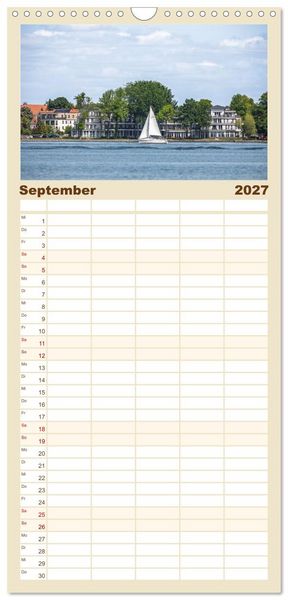 Produktbild: Familienplaner 2027 - Zwischen See und Himmel - Waren (M&uuml;ritz) im Wandel der Jahreszeiten mit 5 Spalten (Wandkalender, 21 x 45 cm) CALVENDO