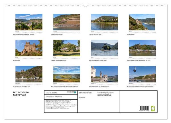 Produktbild: Am sch&ouml;nen Mittelrhein (Wandkalender 2026 DIN A2 quer), CALVENDO Monatskalender