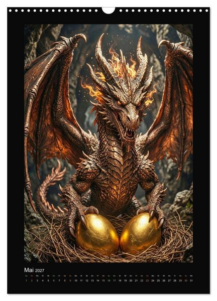 Produktbild: Drachen - Magische Herrscher, Dark‑Fantasy Wandkalender (Wandkalender 2027 DIN A3 hoch), CALVENDO Monatskalender