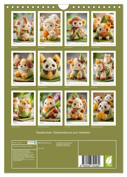 Produktbild: Reistierchen. Klebereiskunst zum Verlieben (Wandkalender 2026 DIN A4 hoch), CALVENDO Monatskalender
