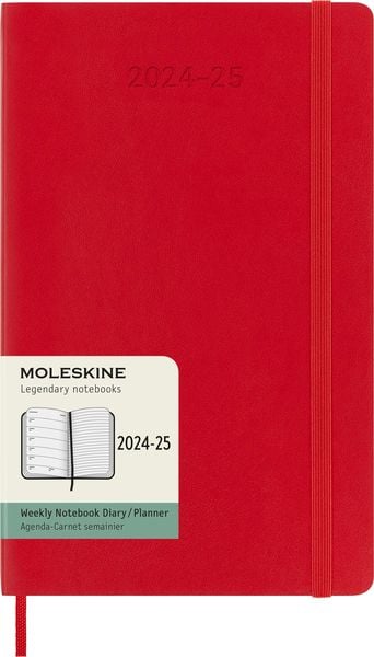 Moleskine 18 Monate Wochen Notizkalender 2024/2025, Large/A5, Weicher Einband, Scharlachrot