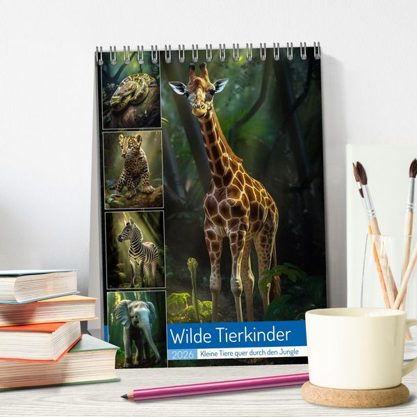Produktbild: Wilde Tierkinder (Tischkalender 2026 DIN A5 hoch), CALVENDO Monatskalender