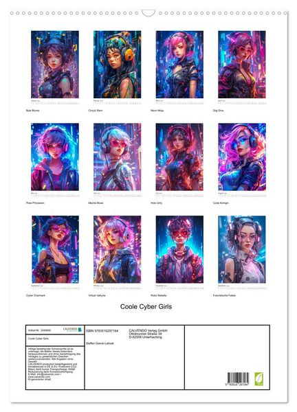 Produktbild: Coole Cyber Girls (Wandkalender 2026 DIN A2 hoch), CALVENDO Monatskalender