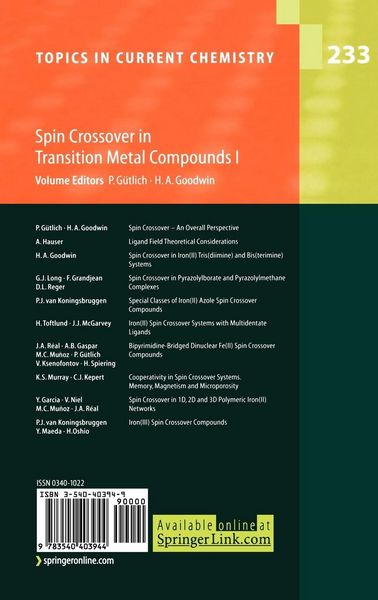 Produktbild: Spin Crossover in Transition Metal Compounds I