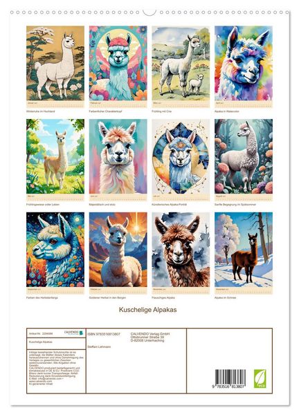 Produktbild: Kuschelige Alpakas (hochwertiger Premium Wandkalender 2027 DIN A2 hoch), Kunstdruck in Hochglanz