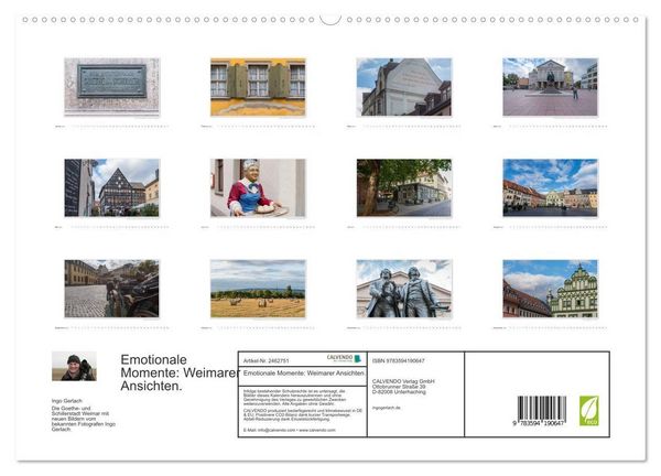 Produktbild: Emotionale Momente: Weimarer Ansichten. (hochwertiger Premium Wandkalender 2027 DIN A2 quer), Kunstdruck in Hochglanz