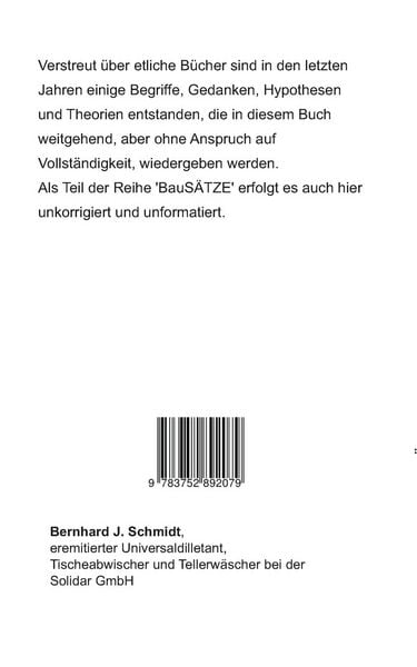 Produktbild: BauS&Auml;TZE: Begriffe - Gedanken - Hypothesen - Theorien