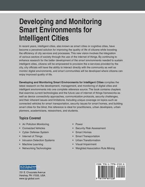 Produktbild: Developing and Monitoring Smart Environments for Intelligent Cities, 1 volume