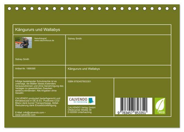 Produktbild: K&auml;ngururs und Wallabys (Tischkalender 2026 DIN A5 quer), CALVENDO Monatskalender
