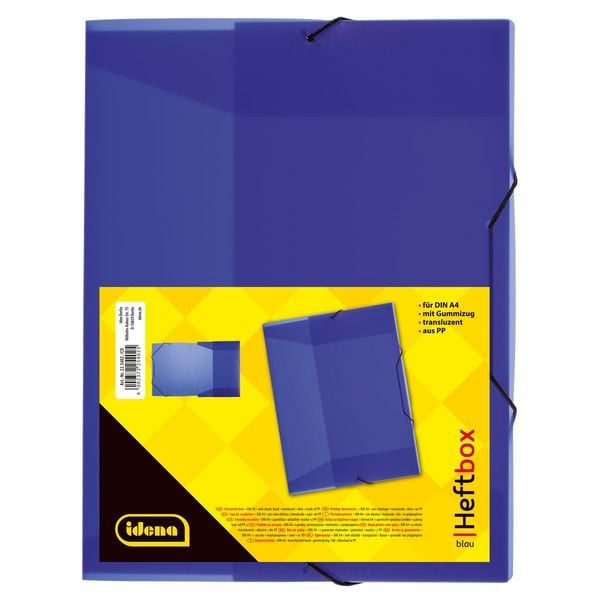 Produktbild: Idena Heftbox PP mit Gummizug transluzent blau DIN A4