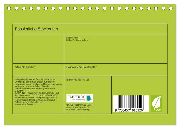 Produktbild: Possierliche Stockenten (Tischkalender 2026 DIN A5 quer), CALVENDO Monatskalender