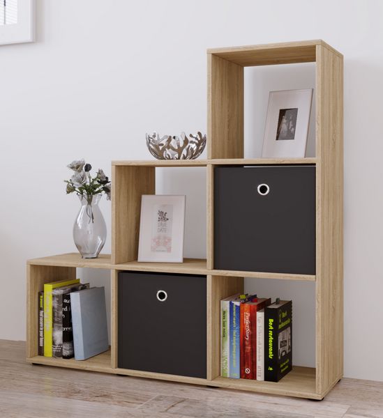 Produktbild: Holz Stand Treppenregal Regal 6 F&auml;cher Nitas