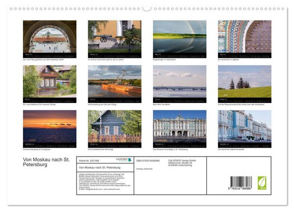 Produktbild: Von Moskau nach St. Petersburg (hochwertiger Premium Wandkalender 2026 DIN A2 quer), Kunstdruck in Hochglanz