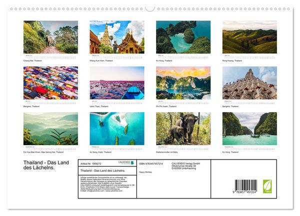 Produktbild: Thailand - Das Land des L&auml;chelns. (hochwertiger Premium Wandkalender 2026 DIN A2 quer), Kunstdruck in Hochglanz