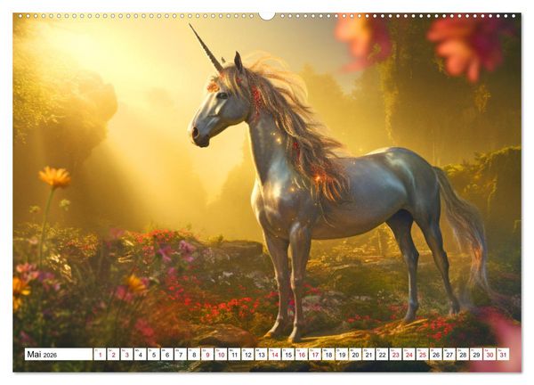 Produktbild: Mystische Kreaturen - Ein Jahr voller Magie und Fantasie (hochwertiger Premium Wandkalender 2026 DIN A2 quer), Kunstdruck in Hochglanz