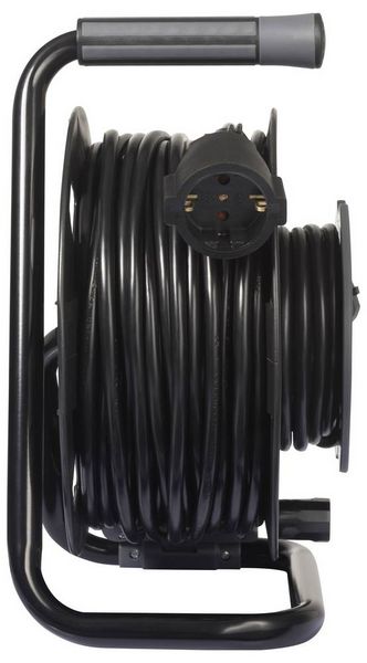 Produktbild: Sygonix SY-6618486 Kabeltrommel 30m Schwarz Schutzkontakt-Stecker