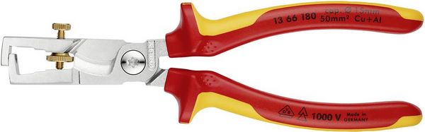 Produktbild: Knipex StriX 13 66 180 Kabelschere Geeignet f&uuml;r (Abisoliertechnik) Alu- und Kupferkabel, ein- und mehrdr&auml;htig 15 mm 5 50 mm&sup2; 7