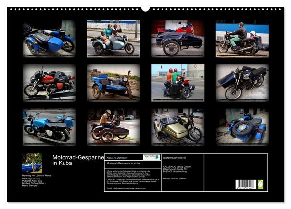 Produktbild: Motorrad-Gespanne in Kuba (Wandkalender 2026 DIN A2 quer), CALVENDO Monatskalender