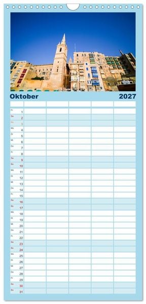 Produktbild: Familienplaner 2027 - Wundervolles Malta mit 5 Spalten (Wandkalender, 21 x 45 cm) CALVENDO