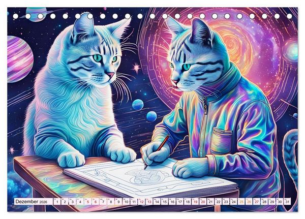 Produktbild: Katzen Schnurrige K&uuml;nstler (Tischkalender 2026 DIN A5 quer), CALVENDO Monatskalender