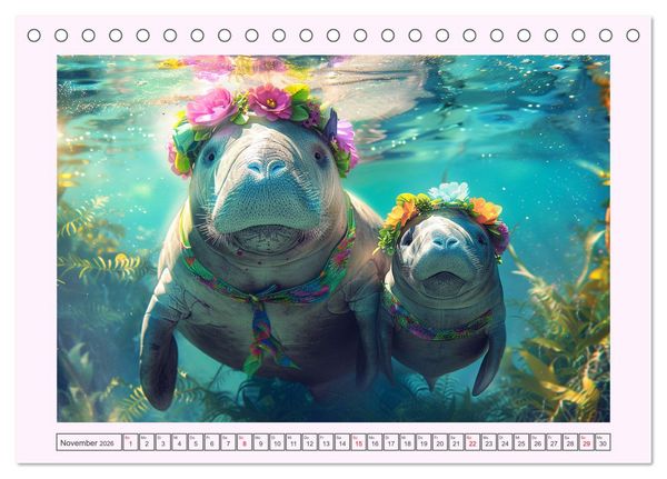 Produktbild: Modische Manatees. Charmante Seek&uuml;he mit Stil (Tischkalender 2026 DIN A5 quer), CALVENDO Monatskalender