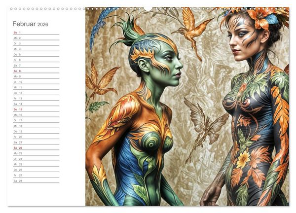 Produktbild: Tarnung und Illusion KI-Kunstvolle Verschmelzung von K&ouml;rper und Umgebung (Wandkalender 2026 DIN A2 quer), CALVENDO Monatskalender