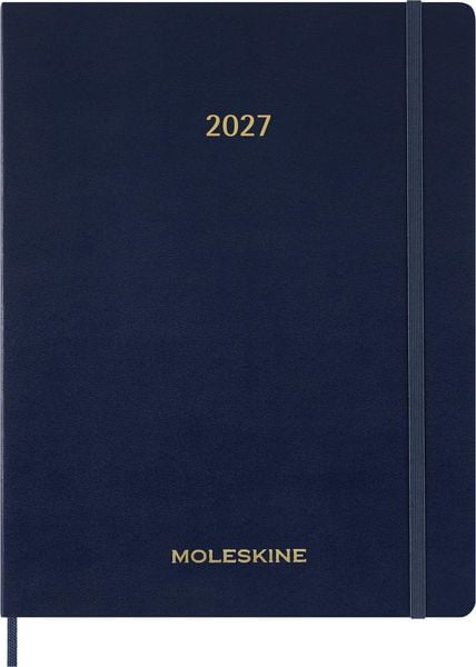 Produktbild: Moleskine 15 Monate Essential Wochenkalender 2026/2027, 1 Wo = 2 Seiten, vertikal, XXL, fester Einband, Saphirblau
