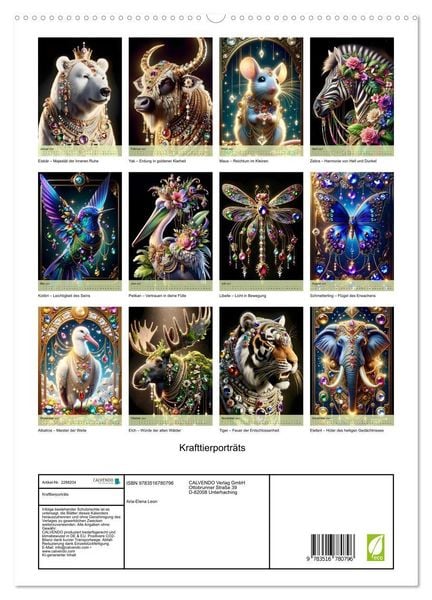 Produktbild: Krafttierportr&auml;ts (hochwertiger Premium Wandkalender 2027 DIN A2 hoch), Kunstdruck in Hochglanz