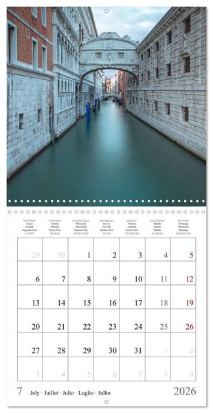 Produktbild: Lieux romantiques &agrave; Venise (Calendrier mural carr&eacute; 2026 30x30 cm) Calendrier double avec une page pour vos prises de notes