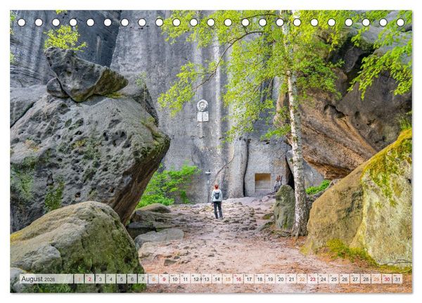 Produktbild: S&auml;chsische Schweiz - Wandern durch das Elbsandsteingebirge (Tischkalender 2026 DIN A5 quer), CALVENDO Monatskalender
