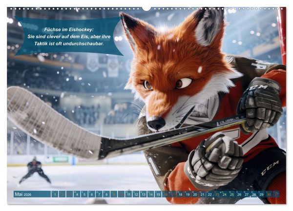 Produktbild: Der tierisch lustige Eishockey Kalender (Wandkalender 2026 DIN A2 quer), CALVENDO Monatskalender