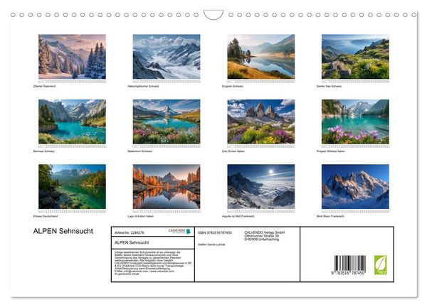 Produktbild: ALPEN Sehnsucht (Wandkalender 2027 DIN A3 quer), CALVENDO Monatskalender