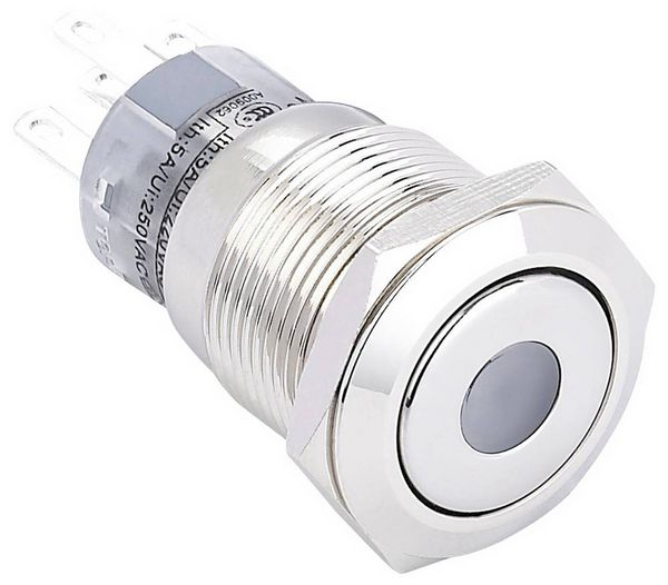 Produktbild: TRU COMPONENTS 701303 LAS1-AGQ11ZD, BL Vandalismusgesch&uuml;tzter Druckschalter 250 V/AC 5 A 1 x Ein/Ein rastend Blau IP67 1 St.