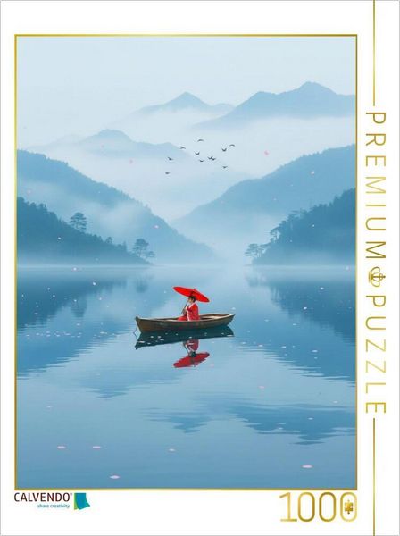 CALVENDO Puzzle Roter Schirm in blauer Weite | 1000 Teile Lege-Größe 64 × 48 cm Foto-Puzzle für glückliche Stunden