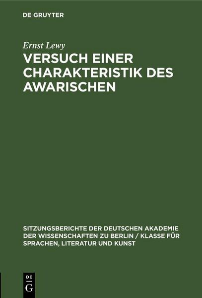 Produktbild: Versuch einer Charakteristik des Awarischen