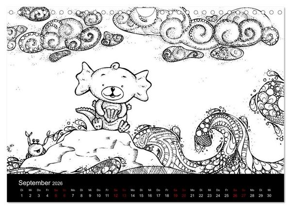 Produktbild: Bezaubernde Mini-Monster - Ein Ausmal-Kalender (Wandkalender 2026 DIN A4 quer), CALVENDO Monatskalender