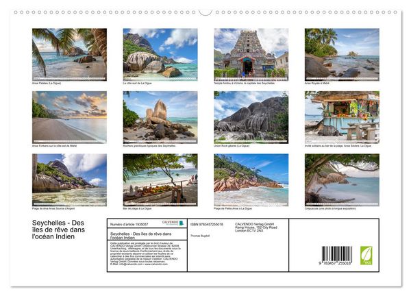 Produktbild: Seychelles - Des &icirc;les de r&ecirc;ve dans l'oc&eacute;an Indien (Calendrier mural 2026 DIN A2 vertical) calendrier de bureau