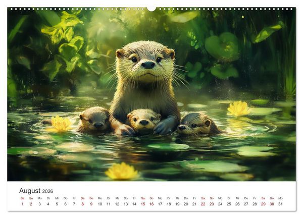 Produktbild: W&auml;chter des Flusses - Ein Jahr mit Fischottern (Wandkalender 2026 DIN A2 quer), CALVENDO Monatskalender