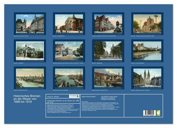 Produktbild: Historisches Bremen an der Weser von 1888 bis 1918 (Wandkalender 2026 DIN A2 quer), CALVENDO Monatskalender